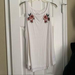 Embroidered white tank
